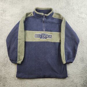 VTG 90's Big Dogs 1/4 Zip Fleece Pullover Kids 16/18 Sweatshirt Embroidered Logo